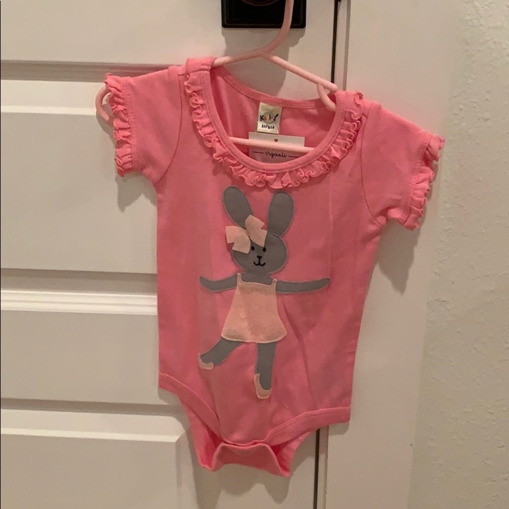 Pink baby girl onesie with bunny ballerina 12m